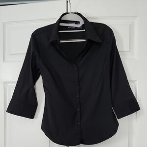 Cotton Express Women's Classic Black Button-Up Blouse